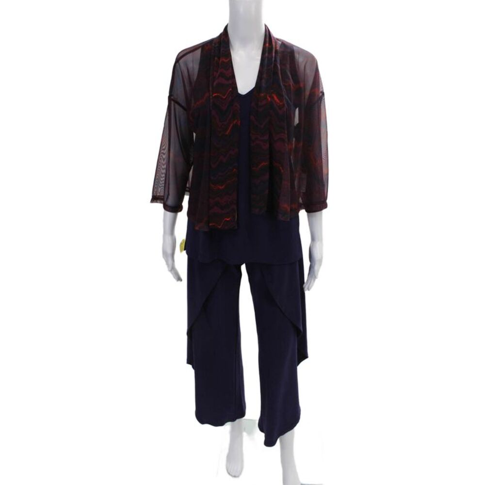 Sympli Womens Outfit Set Purple V-Neck 3/4 Sleeve Polyester Size 14
